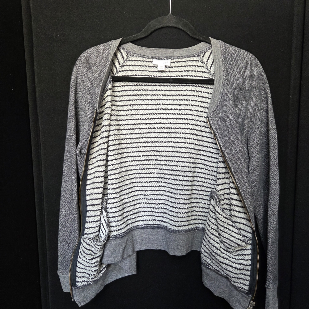 J. Jill Gray Zip-Up Sweater 100% Cotton - Picture 4 of 8